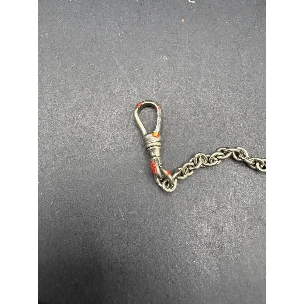 Vintage Silver Tone Pocket Watch Fob Snake Chain with Pocket Clip